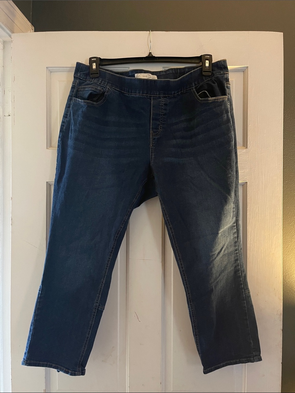 Cato Dark Blue Cropped Pull-On Stretch Jeans